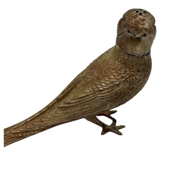Salt & Pepper Shakers Pheasant Brass Bird MCM Figurine Vintage Heavy - Picture 2 of 15